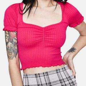 Fuchsia Crop Top Sweetheart Neckline Dollskill